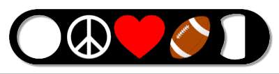 black three symbols peace heart football love stickers, magnet