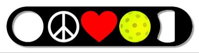 black three symbols peace love pickleball red heart stickers, magnet