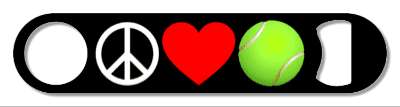 black three symbols peace love tennis red heart tennisball stickers, magnet