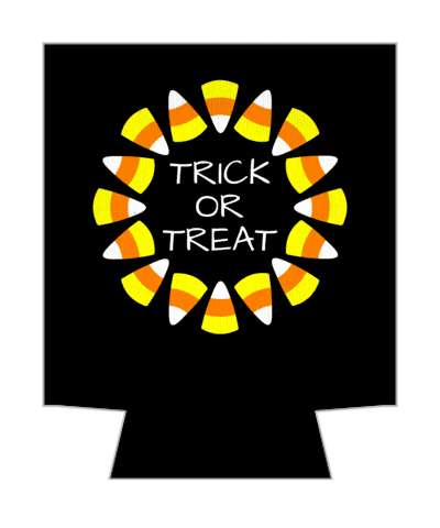 black trick or treat circle candy corn border stickers, magnet