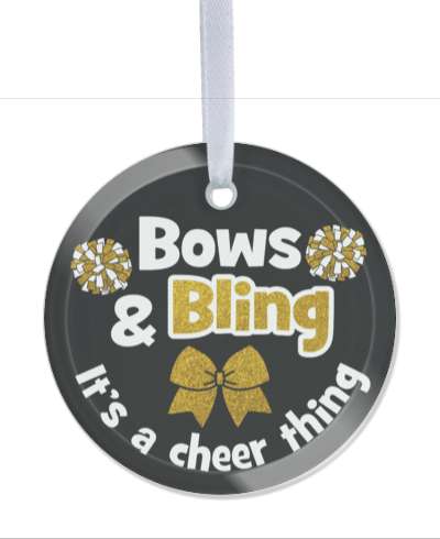 black white bows and bling its a cheer thing cheerleading slogan pom poms ribbon stickers, magnet