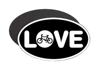 black white love bike silhouette stickers, magnet