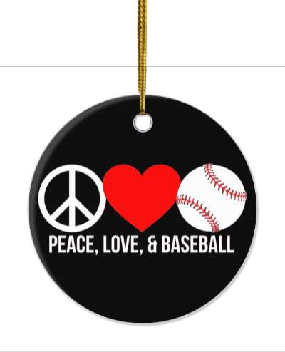 black white peace love and baseball symbol heart stickers, magnet