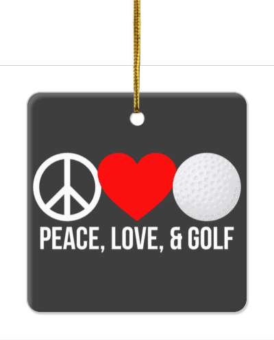 black white peace love and golf symbol heart golfball stickers, magnet