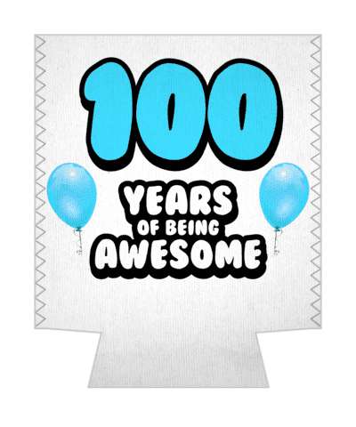 blue balloons 100 years of being awesome 100th birthday stickers, magnet