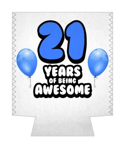 blue balloons 21 years of being awesome 21st birthday stickers, magnet