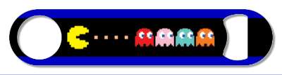 blue black pac man chasing ghosts fun stickers, magnet