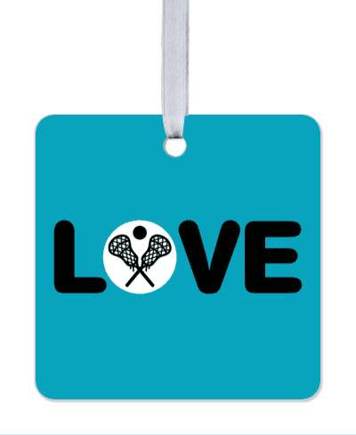 blue black white love lacrosse symbol crossed sticks ball stickers, magnet