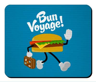blue bun voyage traveling hamburger pun stickers, magnet
