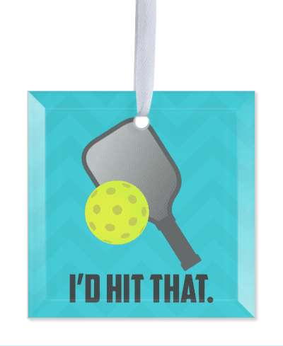 blue chevron pattern pickleball paddle ball id hit that funny saying stickers, magnet