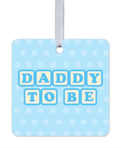 blue daddy to be baby letter blocks polka dot stickers, magnet