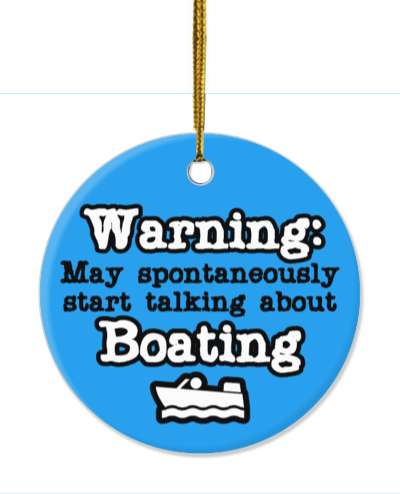 blue danger symbol warning may spontaneously start talking about boating stickers, magnet