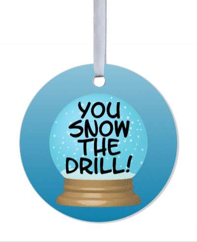blue gradient you snow the dril know snowglobe pun stickers, magnet