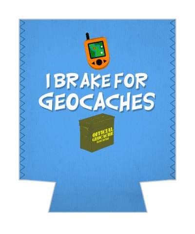 blue i brake for geocaches gps geocache box treasure stickers, magnet
