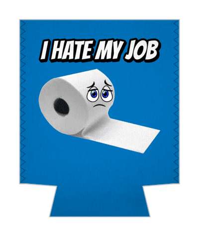 blue i hate my job sad paper towel roll stickers, magnet