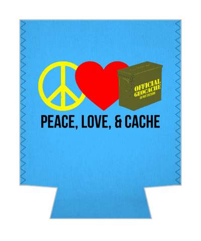 blue peace love and cache geocaching symbols stickers, magnet