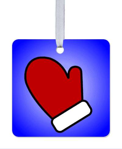 blue santa mitten stickers, magnet