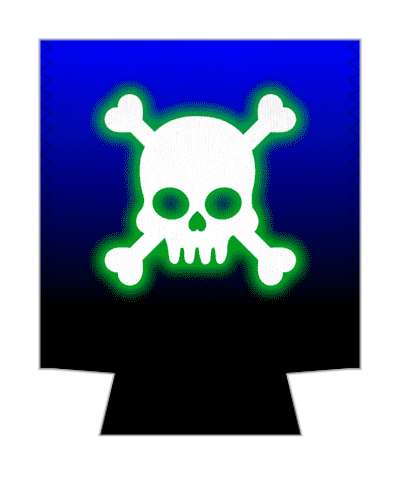 blue skull crossbones gradient stickers, magnet