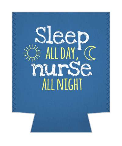 blue sleep all day nurse all night stickers, magnet