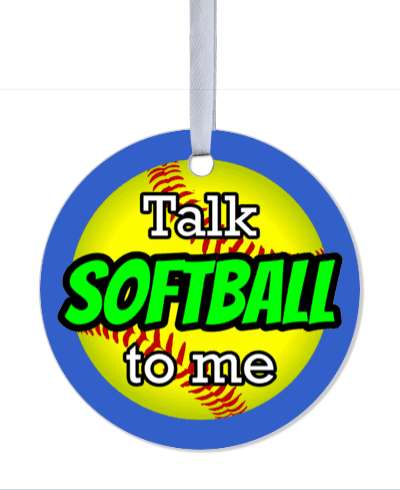 blue talk softball to me sports green stickers, magnet
