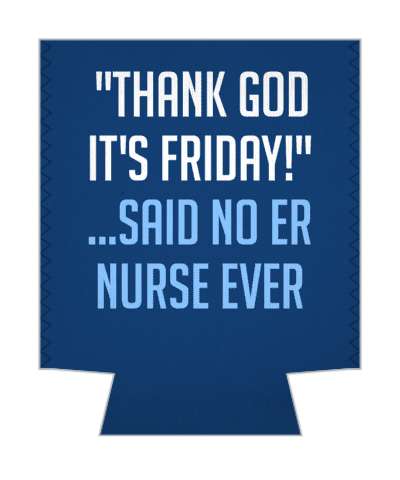 blue thank god its friday said no er nurse ever stickers, magnet