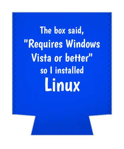 blue the box said requires windows vista or better so i installed linux stickers, magnet