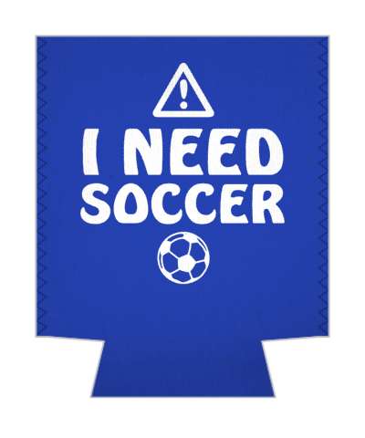 blue warning symbol i need soccer soccerball stickers, magnet