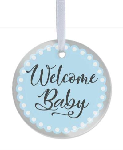 blue welcome baby circle border stickers, magnet