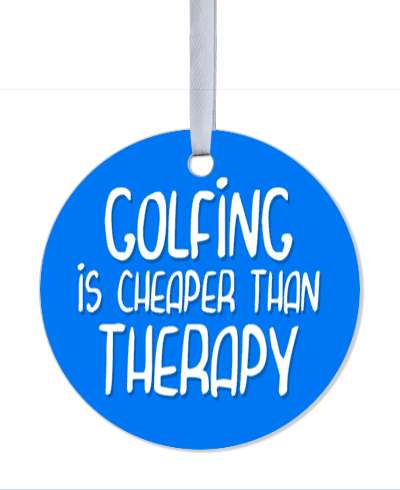 blue white golfing is cheaper than therapy stickers, magnet