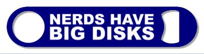 blue wordplay tech humor nerds have big disks stickers, magnet