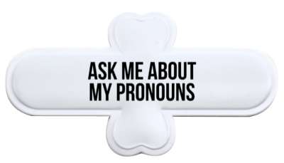 bold ask me about my pronouns stickers, magnet