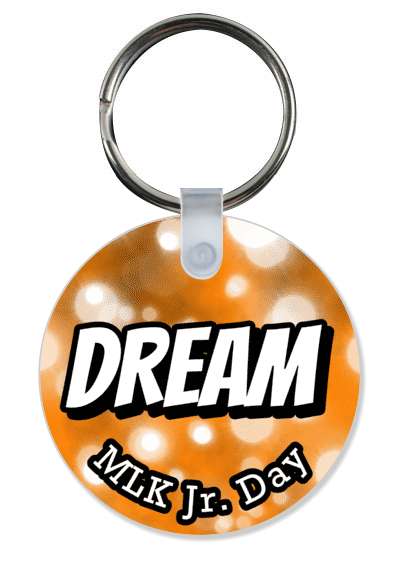 bold dream mlk jr day martin luther king orange stickers, magnet