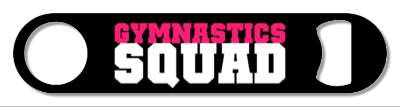 bold pink white black team gymnastics squad stickers, magnet