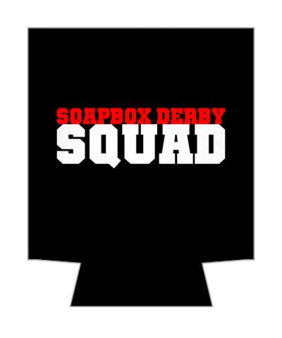 bold soapbox derby squad black red white  stickers, magnet