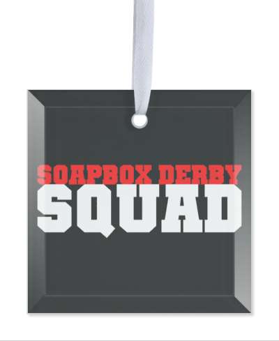 bold soapbox derby squad red black white stickers, magnet