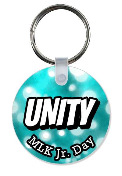 bold unity mlk jr day martin luther king aqua stickers, magnet