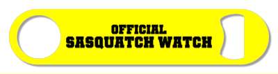 bold yellow official sasquatch watch bigfoot stickers, magnet