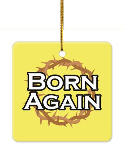 born again christ crown of thorns yellow stickers, magnet