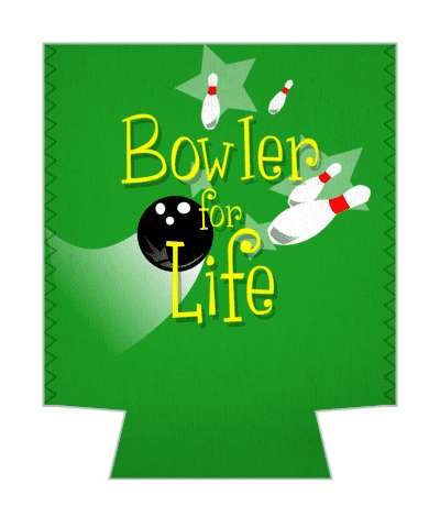 bowler for life stars bowling ball hitting pins green stickers, magnet