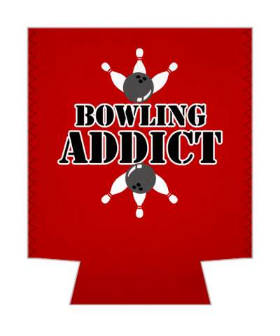 bowling addict bowling balls hitting pins red stencil stickers, magnet