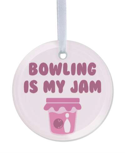 bowling ball pin in a jar bowling is my jam wordplay funny stickers, magnet