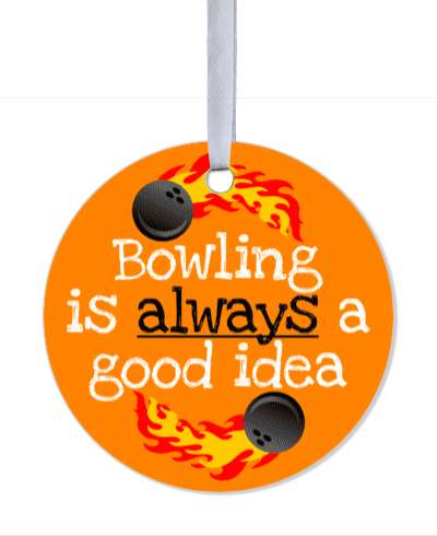 bowling is always a good idea circle flaming bowling balls stickers, magnet