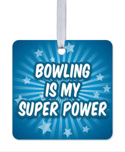 bowling is my super power blue starburst rays stickers, magnet