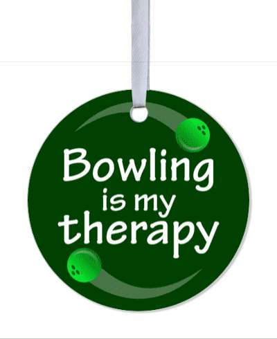 bowling is my therapy bowling balls circle green stickers, magnet
