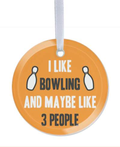 bowling pins orange white black i like bowling and maybe like three people stickers, magnet