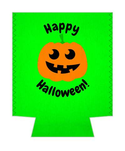 bright green happy halloween jack o lantern stickers, magnet
