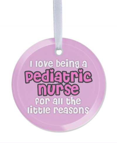 bright i love being a pediatric nurse for all the little reasons magenta stickers, magnet