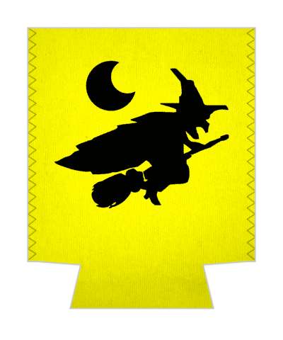 bright yellow silhouette witch moon stickers, magnet