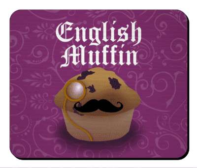 british humor english muffin monacle mustache purple fancy stickers, magnet