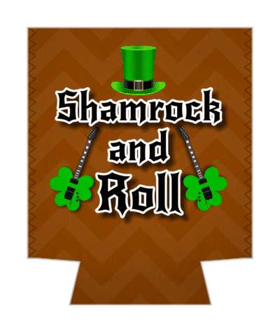 brown chevron shamrock and roll electric guitars tophat stickers, magnet